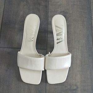 ZARA CREAM 90S STYLE  SQUARE KITTEN HEELS WOMANS 41/9.5